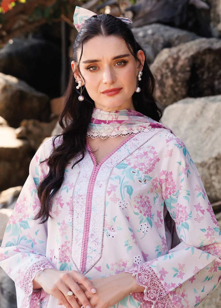 Aurea by Farasha Embroidered Lawn Suit Unstitched 3 Piece FSH25AL D-02 Blossom Mist - Summer Collection
