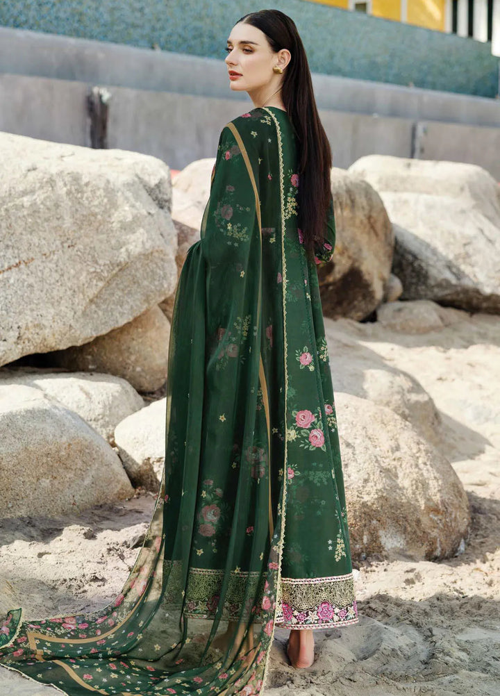 Aurea by Farasha Embroidered Lawn Suit Unstitched 3 Piece FSH25AL D-03 Mystic Pine - Summer Collection