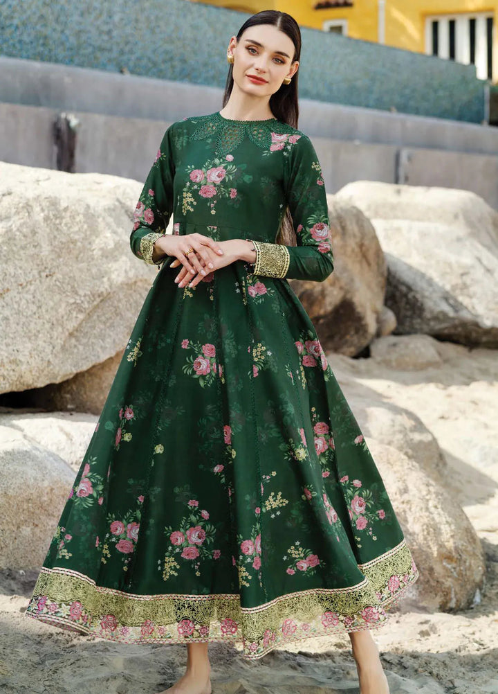 Aurea by Farasha Embroidered Lawn Suit Unstitched 3 Piece FSH25AL D-03 Mystic Pine - Summer Collection