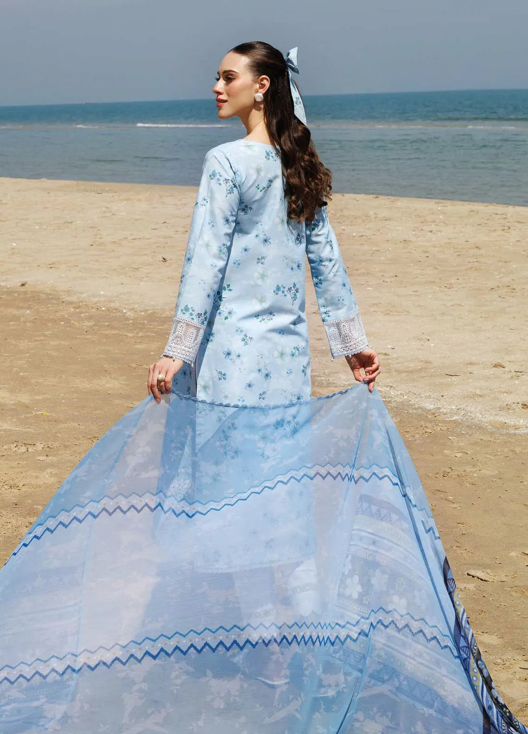 Aurea by Farasha Embroidered Lawn Suit Unstitched 3 Piece FSH25AL D-04 Moonlit Blue - Summer Collection