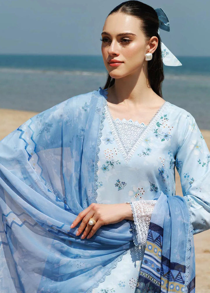 Aurea by Farasha Embroidered Lawn Suit Unstitched 3 Piece FSH25AL D-04 Moonlit Blue - Summer Collection