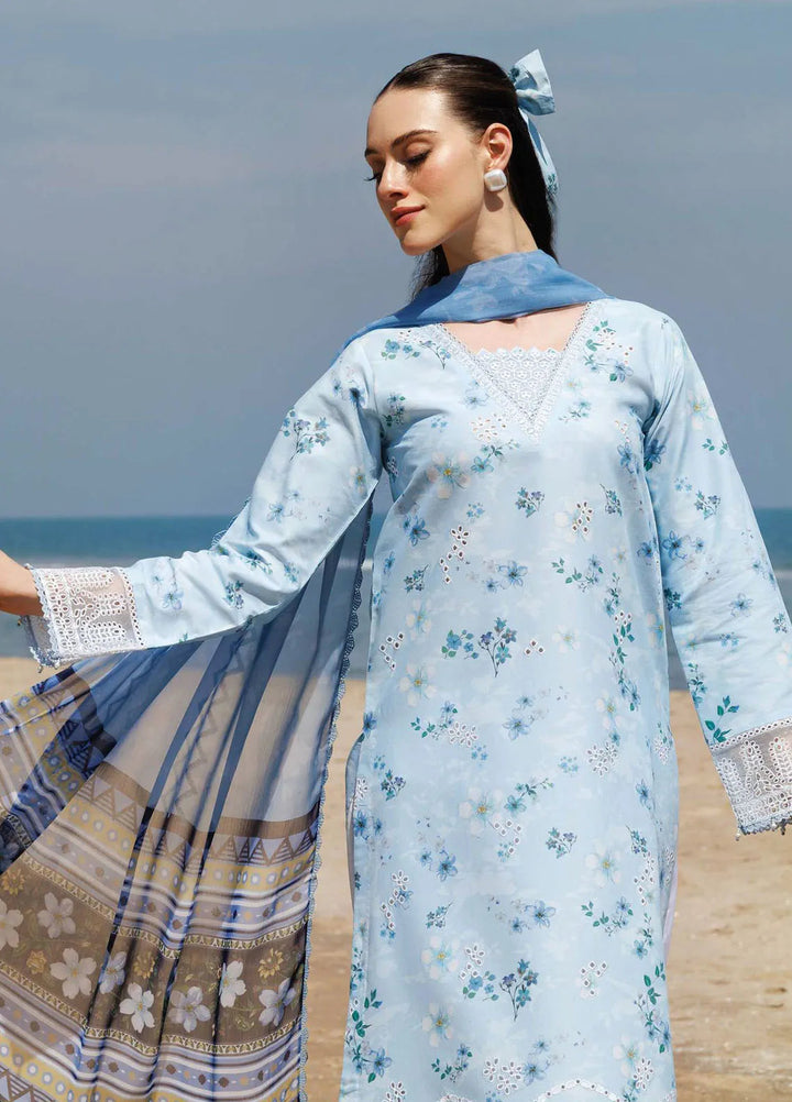 Aurea by Farasha Embroidered Lawn Suit Unstitched 3 Piece FSH25AL D-04 Moonlit Blue - Summer Collection