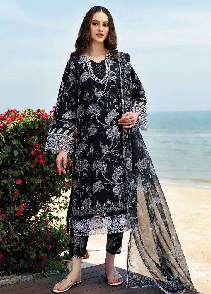 Aurea by Farasha Embroidered Lawn Suit Unstitched 3 Piece FSH25AL D-05 Sable Dusk - Summer Collection