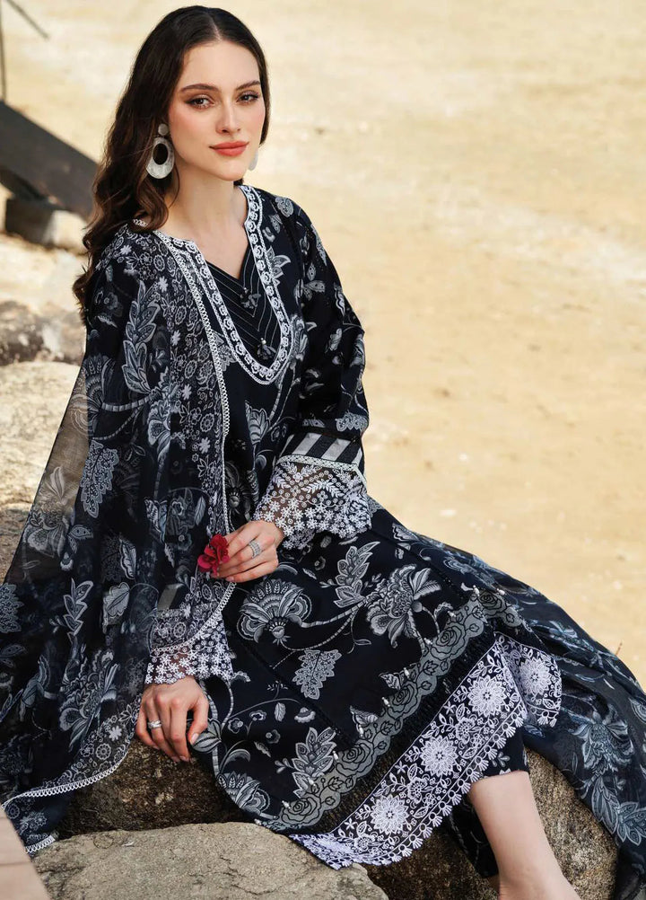 Aurea by Farasha Embroidered Lawn Suit Unstitched 3 Piece FSH25AL D-05 Sable Dusk - Summer Collection