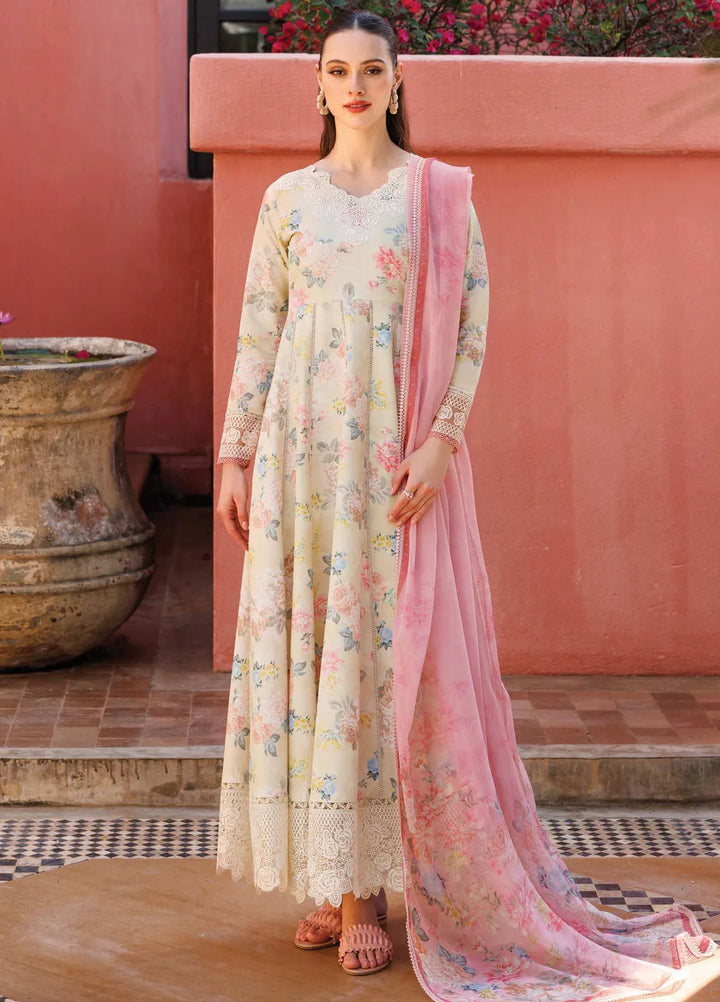 Aurea by Farasha Embroidered Lawn Suit Unstitched 3 Piece FSH25AL D-06 Meadow Blush - Summer Collection
