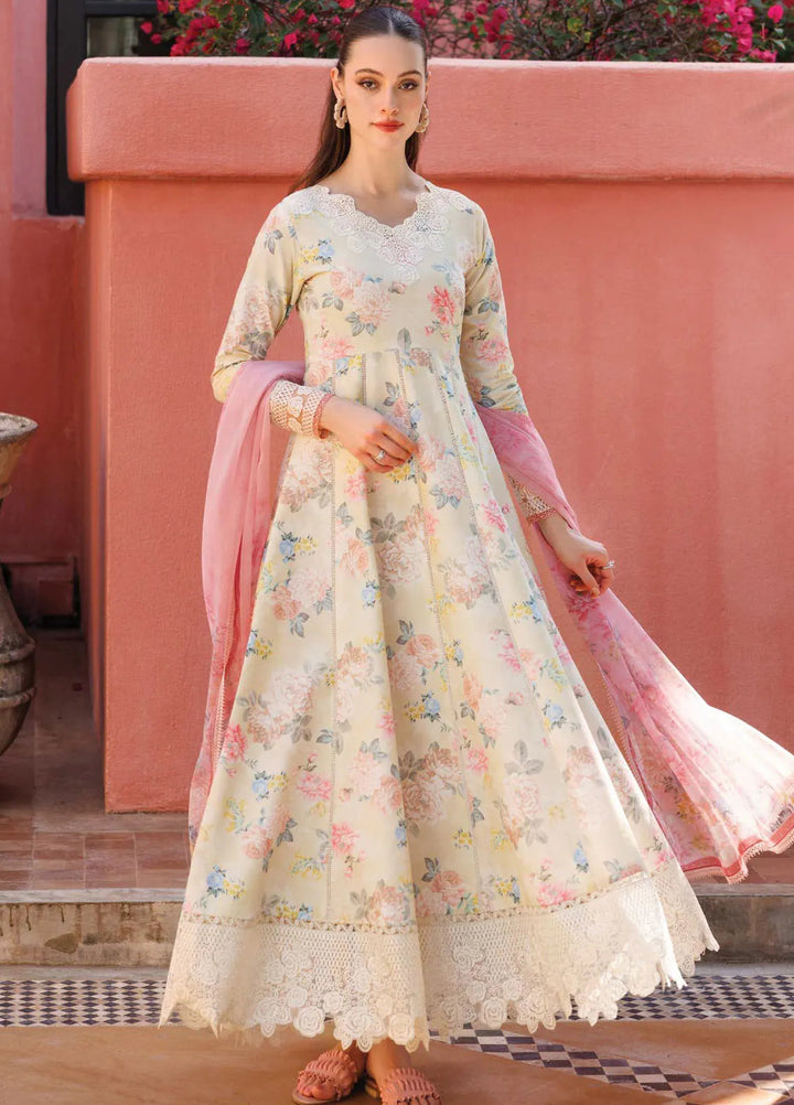 Aurea by Farasha Embroidered Lawn Suit Unstitched 3 Piece FSH25AL D-06 Meadow Blush - Summer Collection