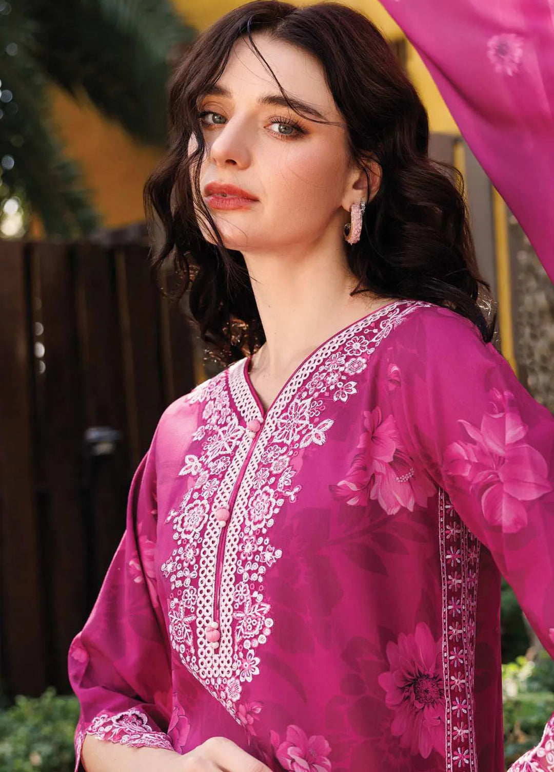 Aurea by Farasha Embroidered Lawn Suit Unstitched 3 Piece FSH25AL D-07 Fuchsia Flare - Summer Collection