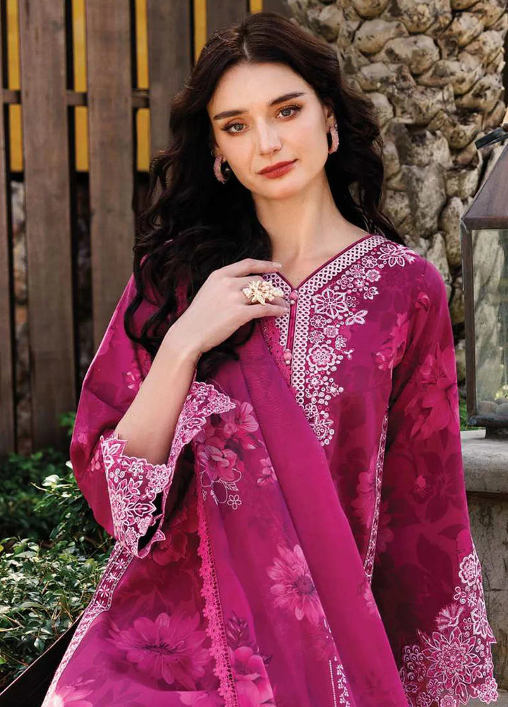 Aurea by Farasha Embroidered Lawn Suit Unstitched 3 Piece FSH25AL D-07 Fuchsia Flare - Summer Collection
