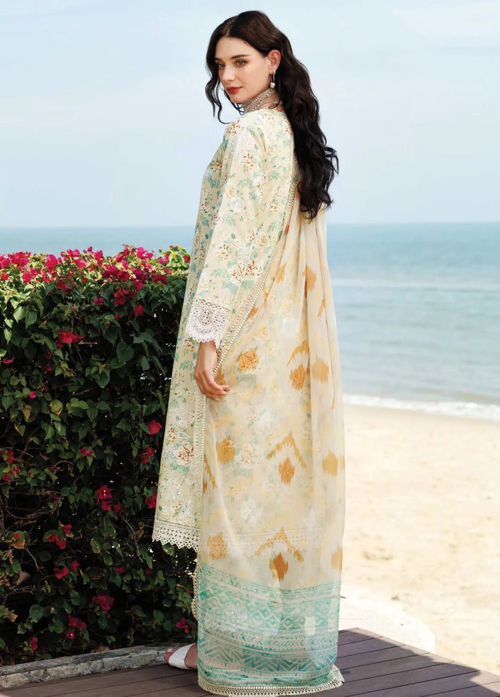 Aurea by Farasha Embroidered Lawn Suit Unstitched 3 Piece FSH25AL D-08 Lush Cream - Summer Collection