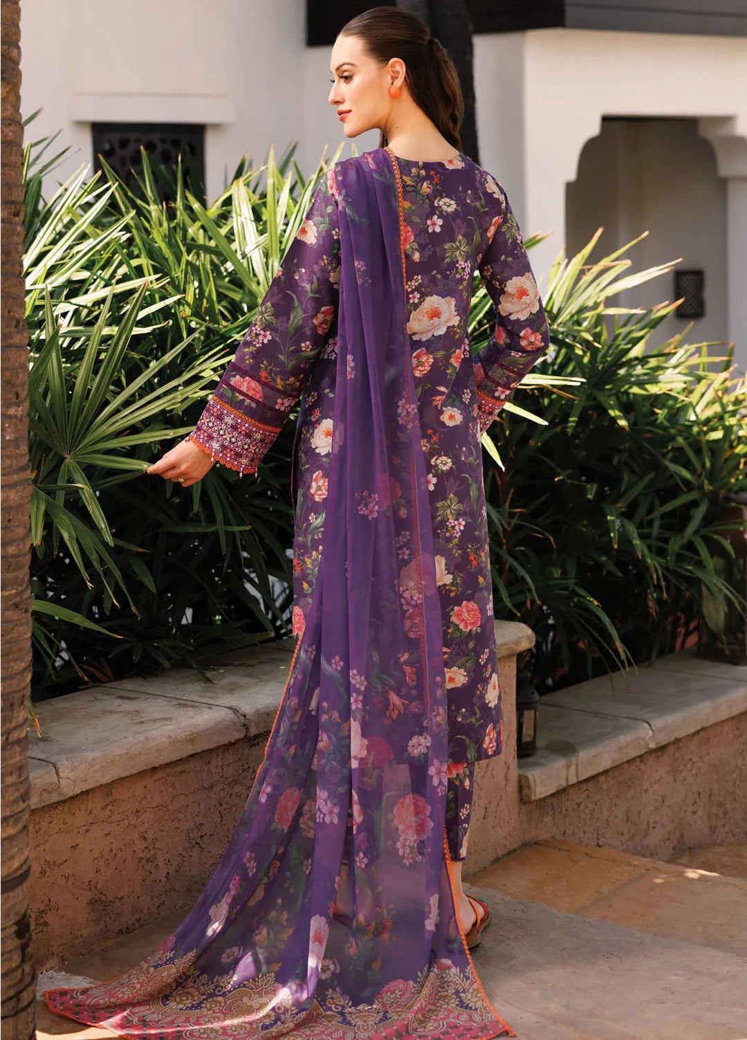 Aurea by Farasha Embroidered Lawn Suit Unstitched 3 Piece FSH25AL D-09 Majestic Purple - Summer Collection