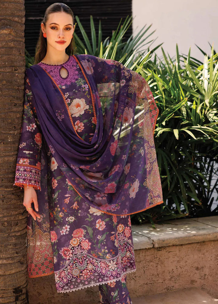 Aurea by Farasha Embroidered Lawn Suit Unstitched 3 Piece FSH25AL D-09 Majestic Purple - Summer Collection
