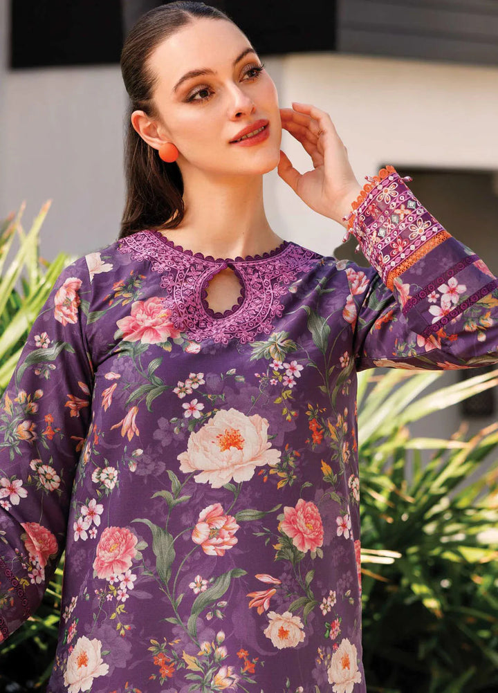 Aurea by Farasha Embroidered Lawn Suit Unstitched 3 Piece FSH25AL D-09 Majestic Purple - Summer Collection