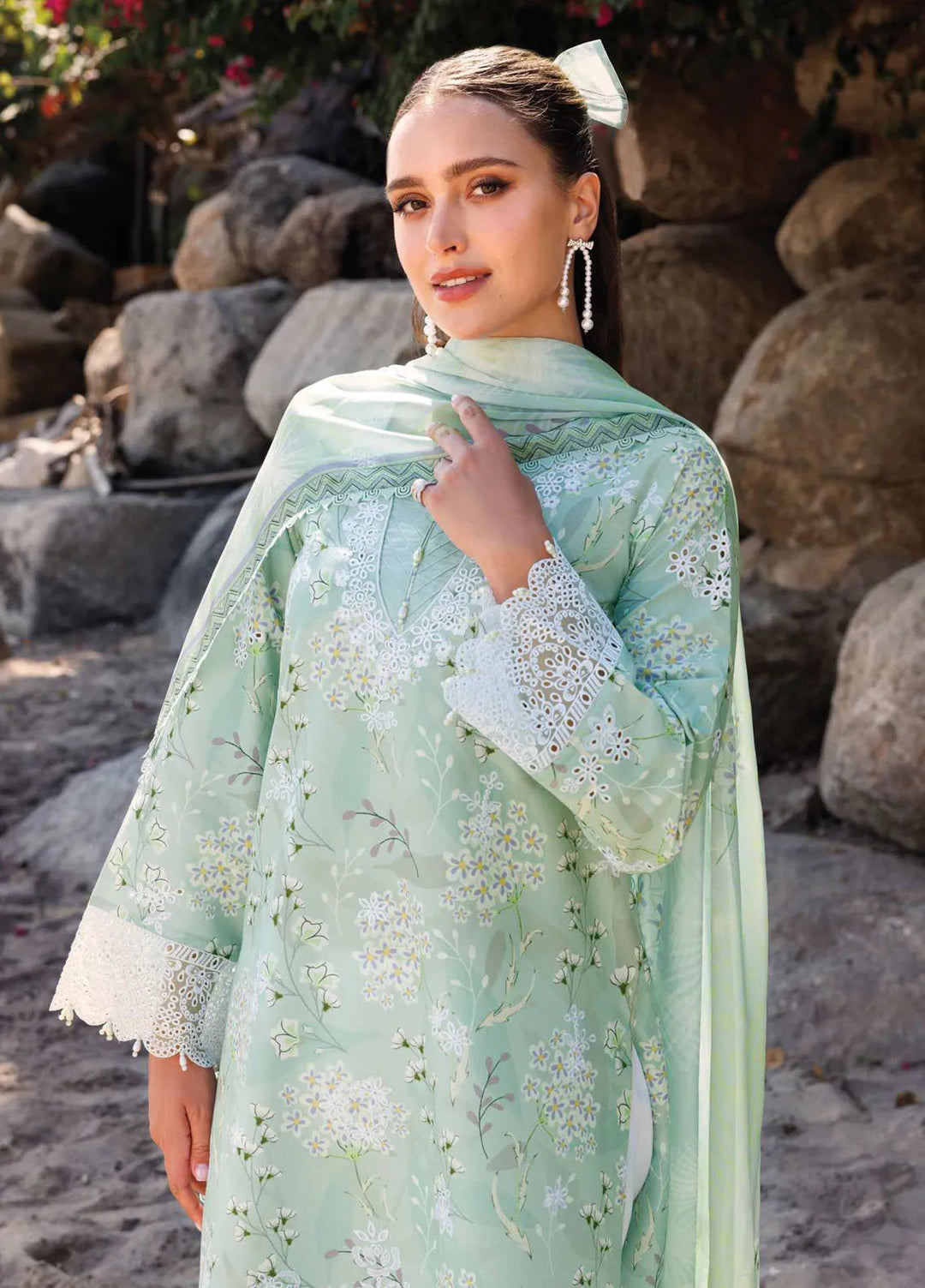 Aurea by Farasha Embroidered Lawn Suit Unstitched 3 Piece FSH25AL D-10 Tulip Glow - Summer Collection