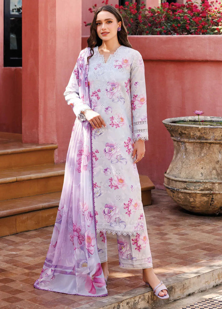 Aurea by Farasha Embroidered Lawn Suit Unstitched 3 Piece FSH25AL D-11 Rosy Mist - Summer Collection