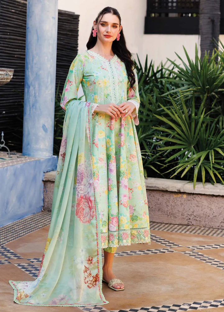 Aurea by Farasha Embroidered Lawn Suit Unstitched 3 Piece FSH25AL D-12 Mint Dew - Summer Collection