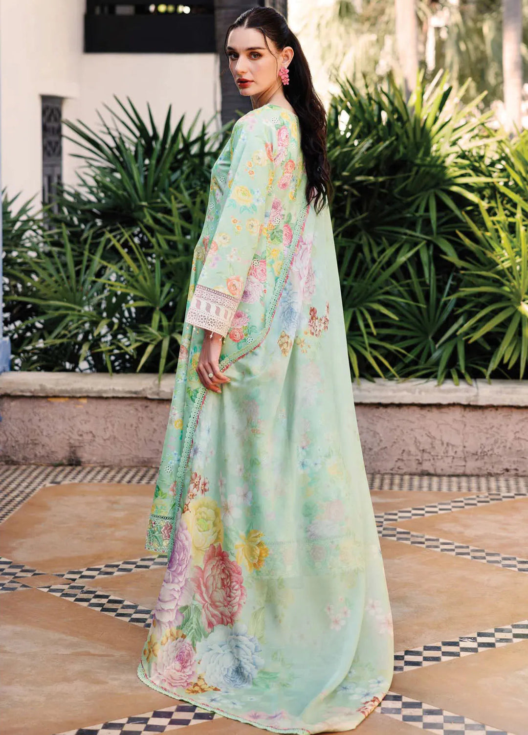 Aurea by Farasha Embroidered Lawn Suit Unstitched 3 Piece FSH25AL D-12 Mint Dew - Summer Collection