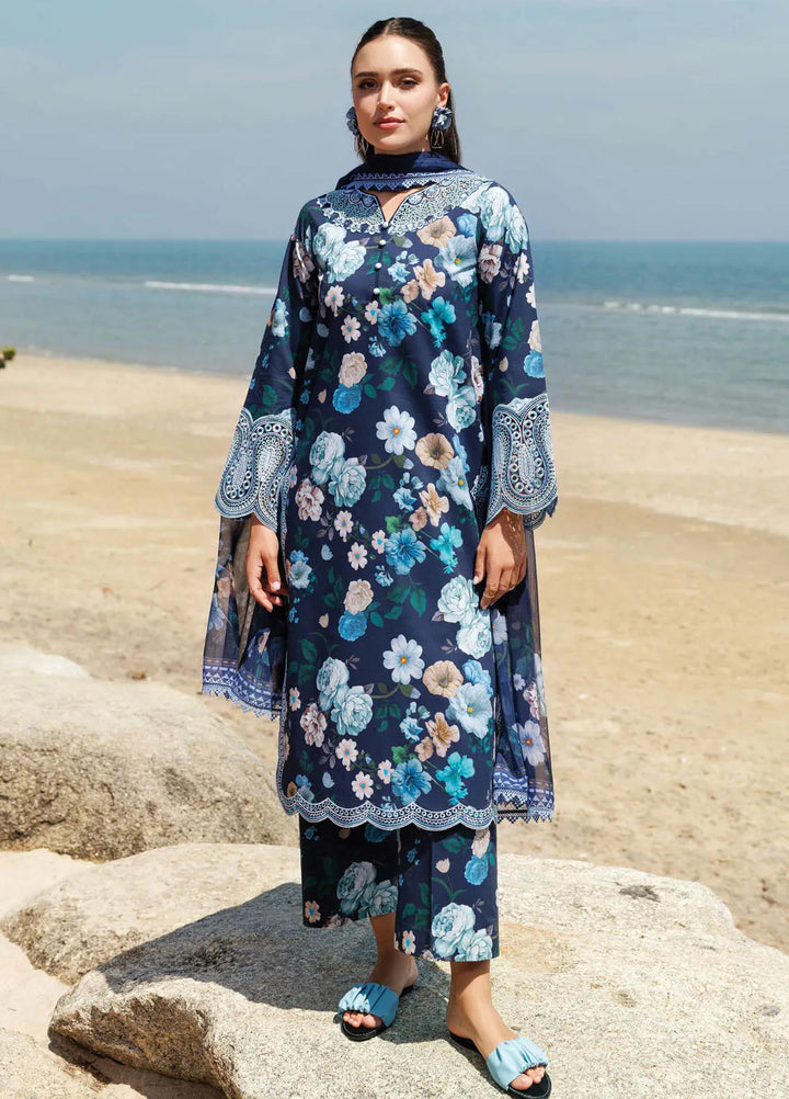 Aurea by Farasha Embroidered Lawn Suit Unstitched 3 Piece FSH25AL D-13 Floral Blush - Summer Collection