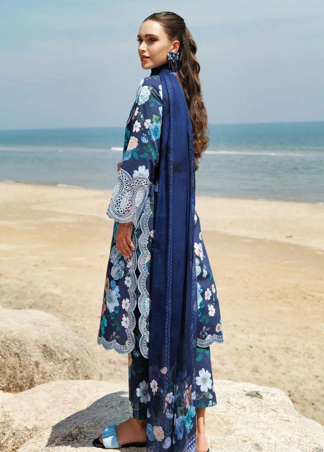 Aurea by Farasha Embroidered Lawn Suit Unstitched 3 Piece FSH25AL D-13 Floral Blush - Summer Collection