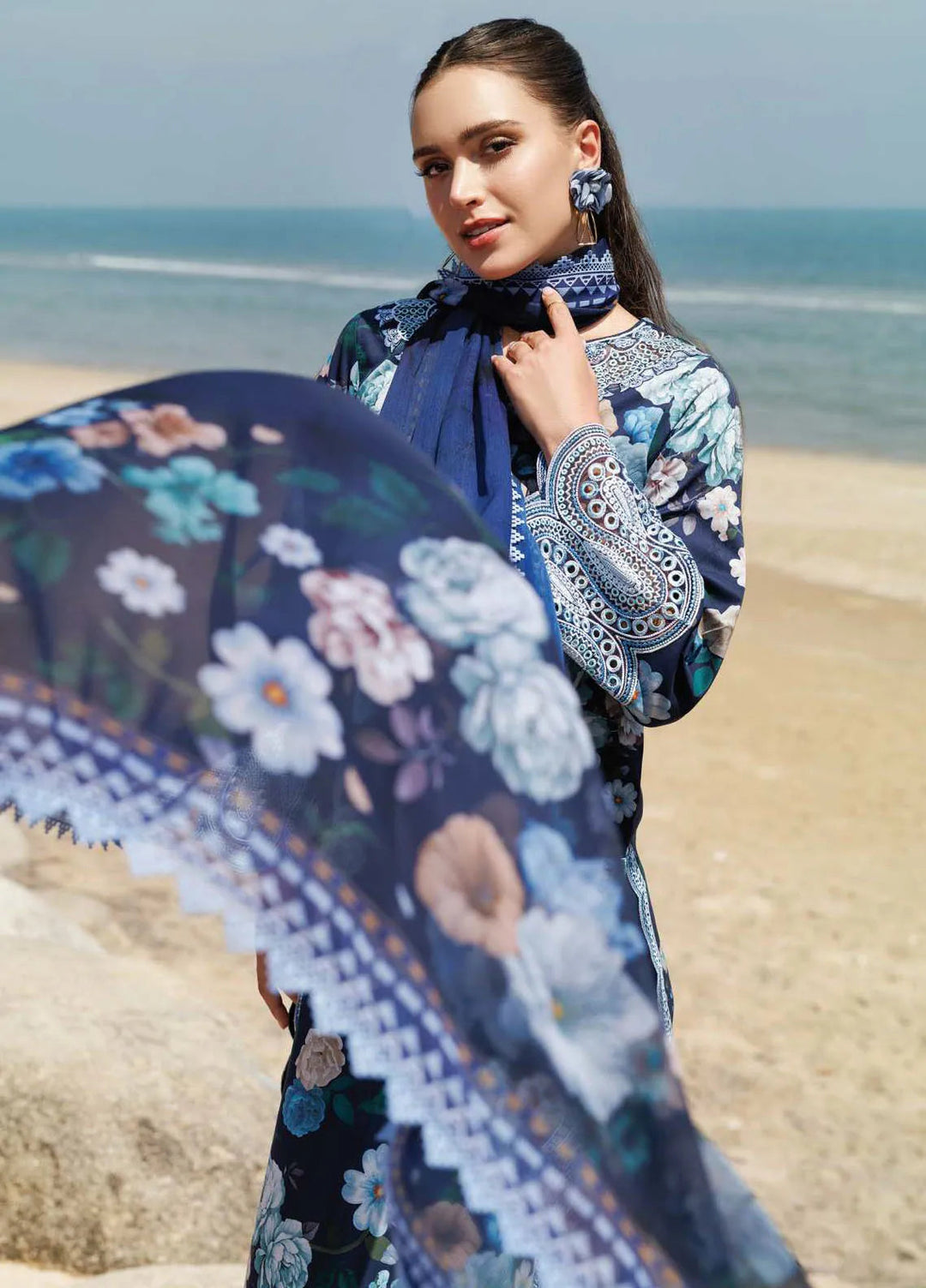 Aurea by Farasha Embroidered Lawn Suit Unstitched 3 Piece FSH25AL D-13 Floral Blush - Summer Collection