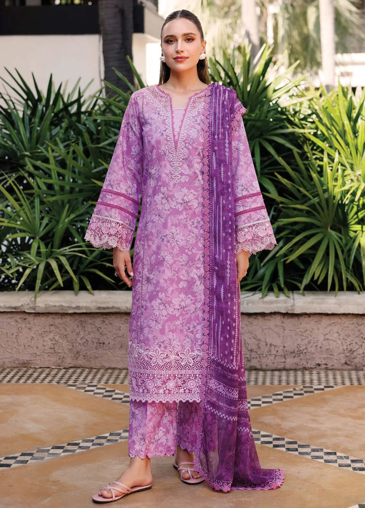 Aurea by Farasha Embroidered Lawn Suit Unstitched 3 Piece FSH25AL D-15 Lavender Rush - Summer Collection
