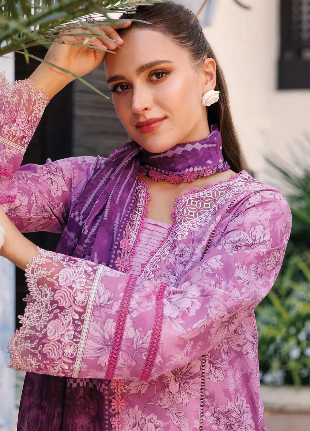 Aurea by Farasha Embroidered Lawn Suit Unstitched 3 Piece FSH25AL D-15 Lavender Rush - Summer Collection