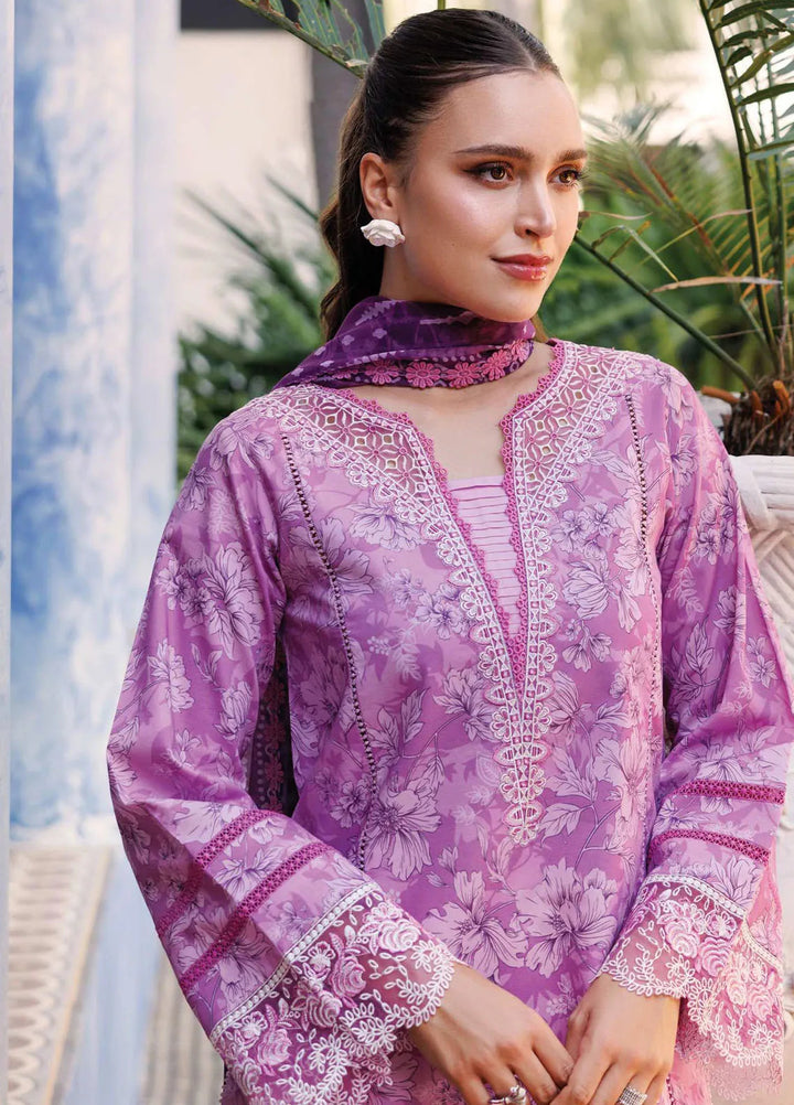 Aurea by Farasha Embroidered Lawn Suit Unstitched 3 Piece FSH25AL D-15 Lavender Rush - Summer Collection