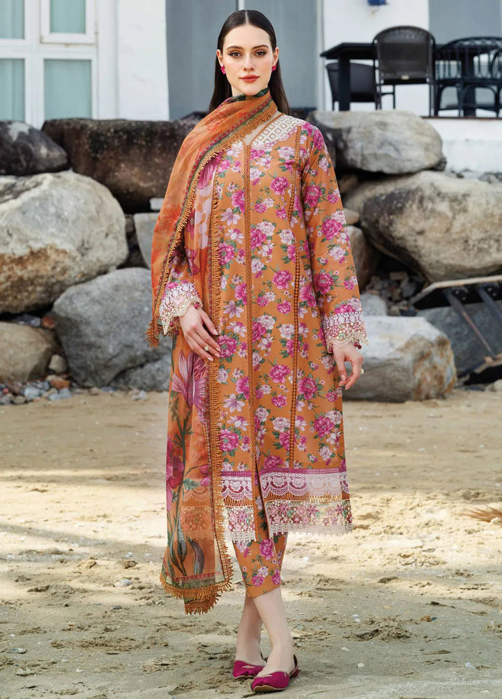 Aurea by Farasha Embroidered Lawn Suit Unstitched 3 Piece FSH25AL D-16 Coral Haze - Summer Collection