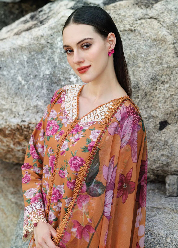 Aurea by Farasha Embroidered Lawn Suit Unstitched 3 Piece FSH25AL D-16 Coral Haze - Summer Collection