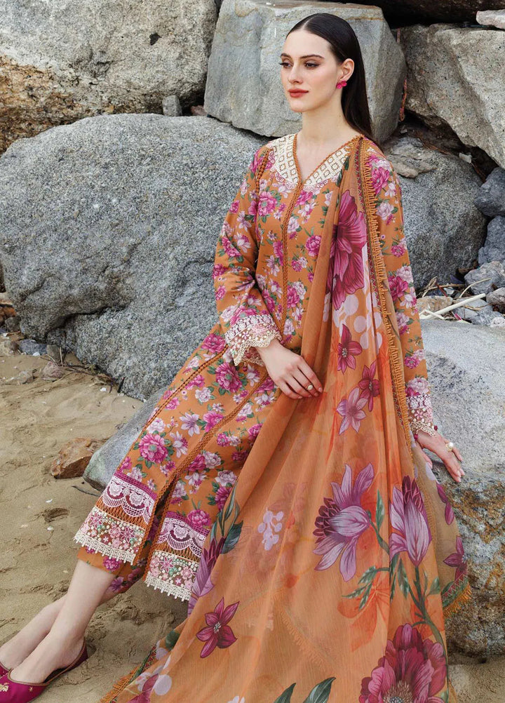 Aurea by Farasha Embroidered Lawn Suit Unstitched 3 Piece FSH25AL D-16 Coral Haze - Summer Collection