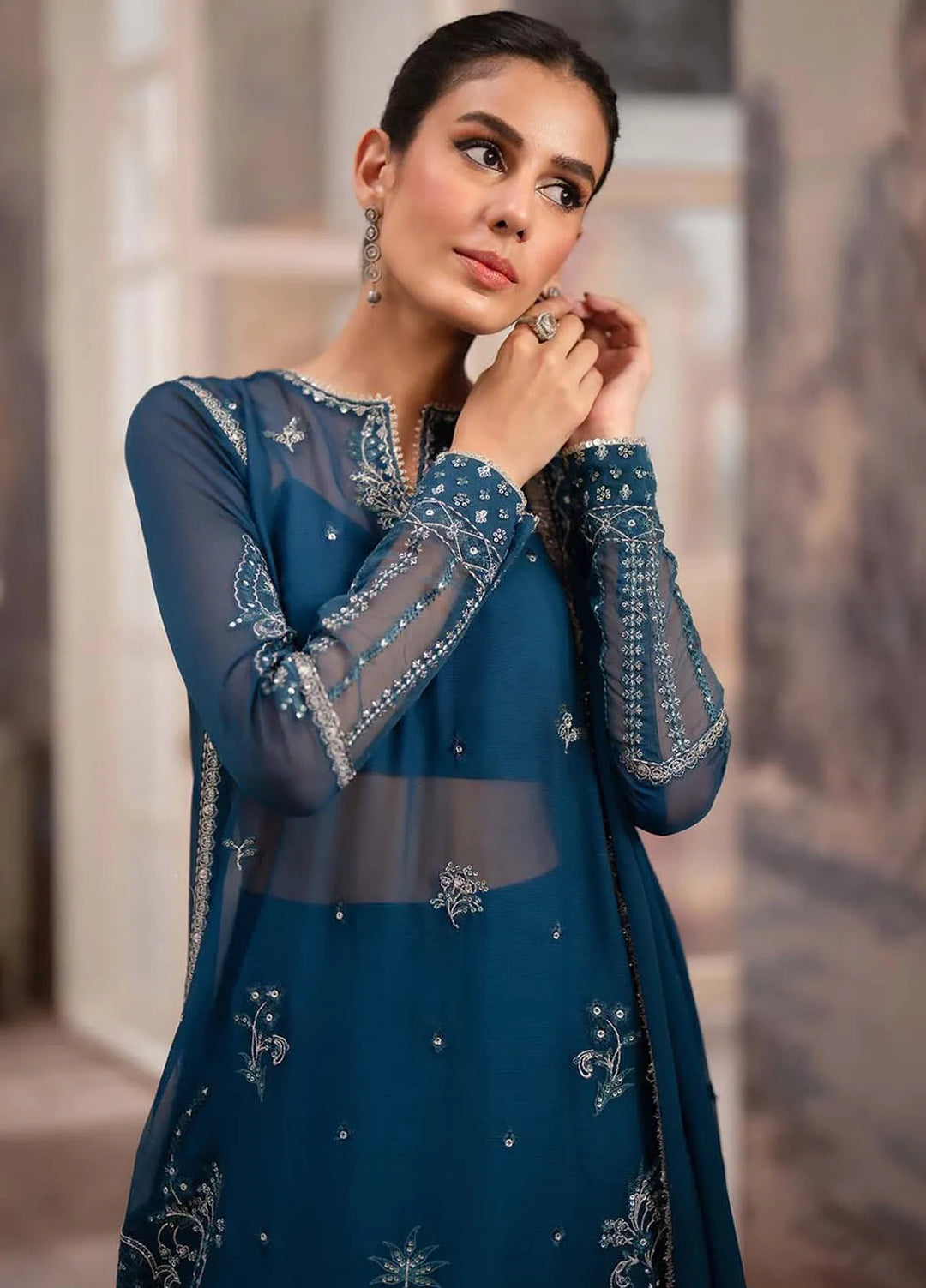 Aurelle By Seran Embroidered Chiffon Suit Unstitched 3 Piece SRN24AL D-03 Juliana - Formal Collection