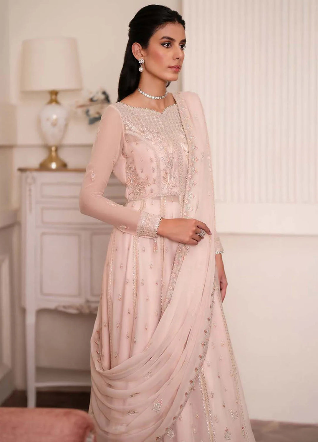 Aurelle By Seran Embroidered Chiffon Suit Unstitched 3 Piece SRN24AL D-07 Roselyn - Formal Collection