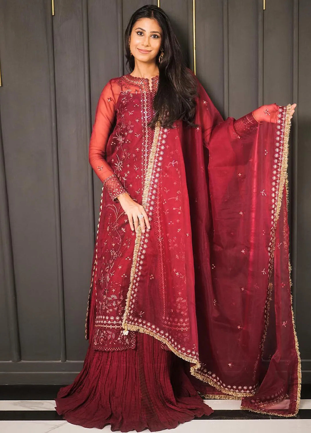 Aurelle By Seran Embroidered Organza Suit Unstitched 3 Piece SRN24AL D-02 Sienna - Formal Collection