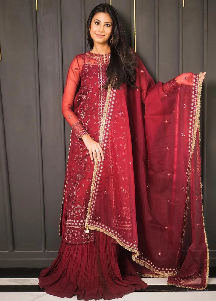 Aurelle By Seran Embroidered Organza Suit Unstitched 3 Piece SRN24AL D-02 Sienna - Formal Collection