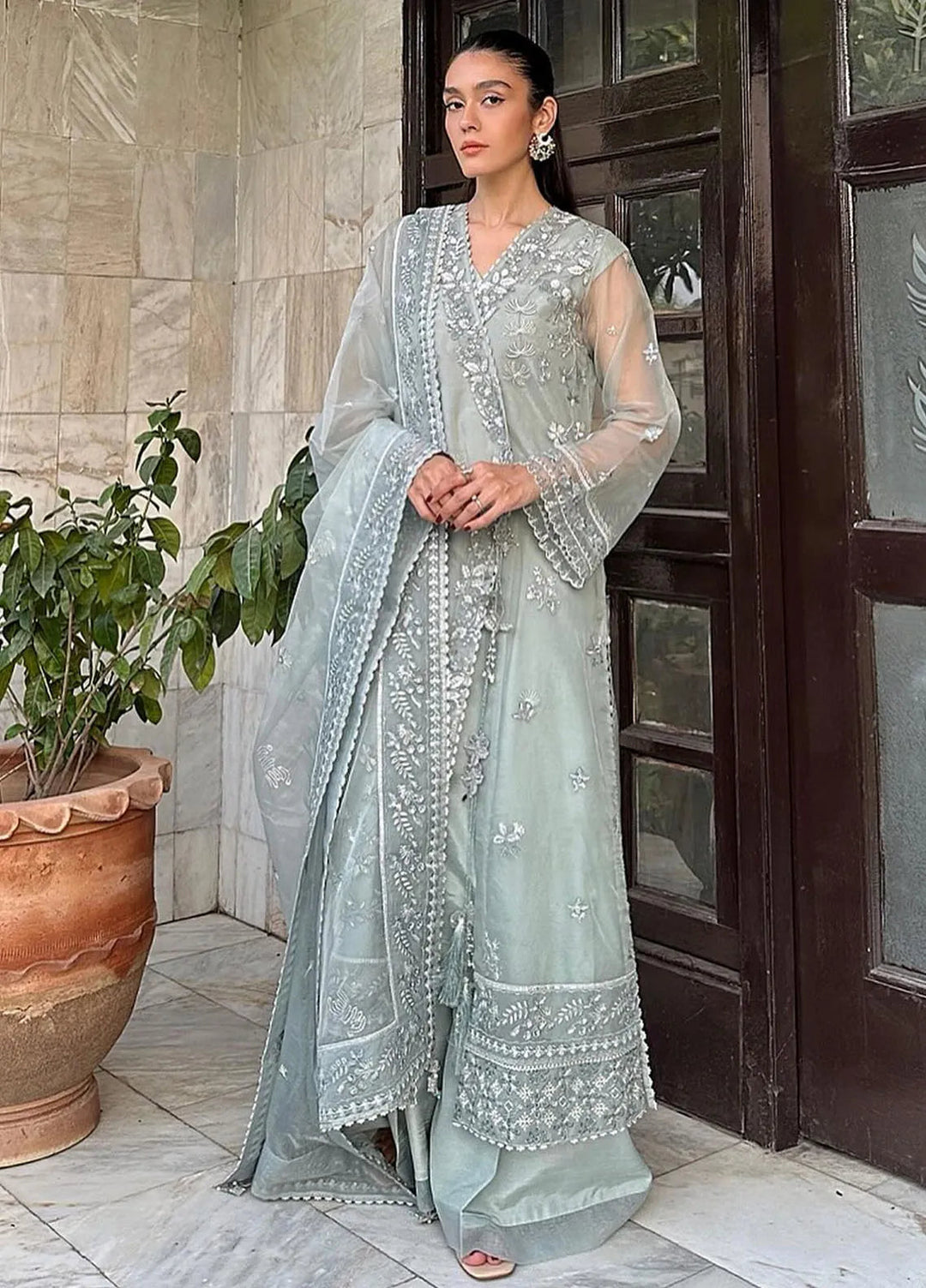 Aurelle By Seran Embroidered Organza Suit Unstitched 3 Piece SRN24AL D-08 Madeleine - Formal Collection