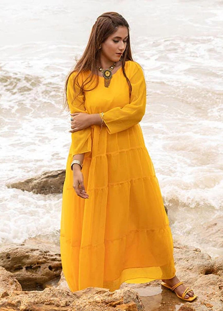 Nazmina Pret Fancy Chiffon Kurti FR-687 Sunflower