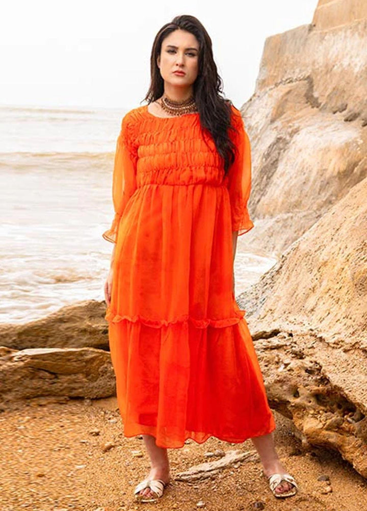 Nazmina Pret Fancy Chiffon Kurti FR-693 Orange Dreams