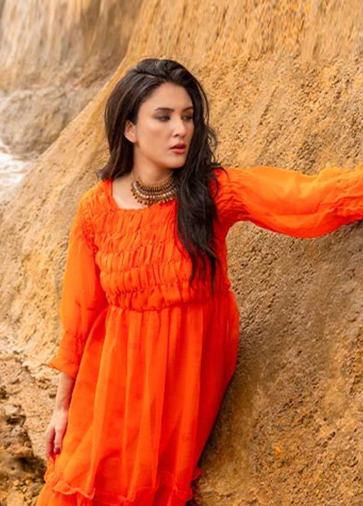 Nazmina Pret Fancy Chiffon Kurti FR-693 Orange Dreams
