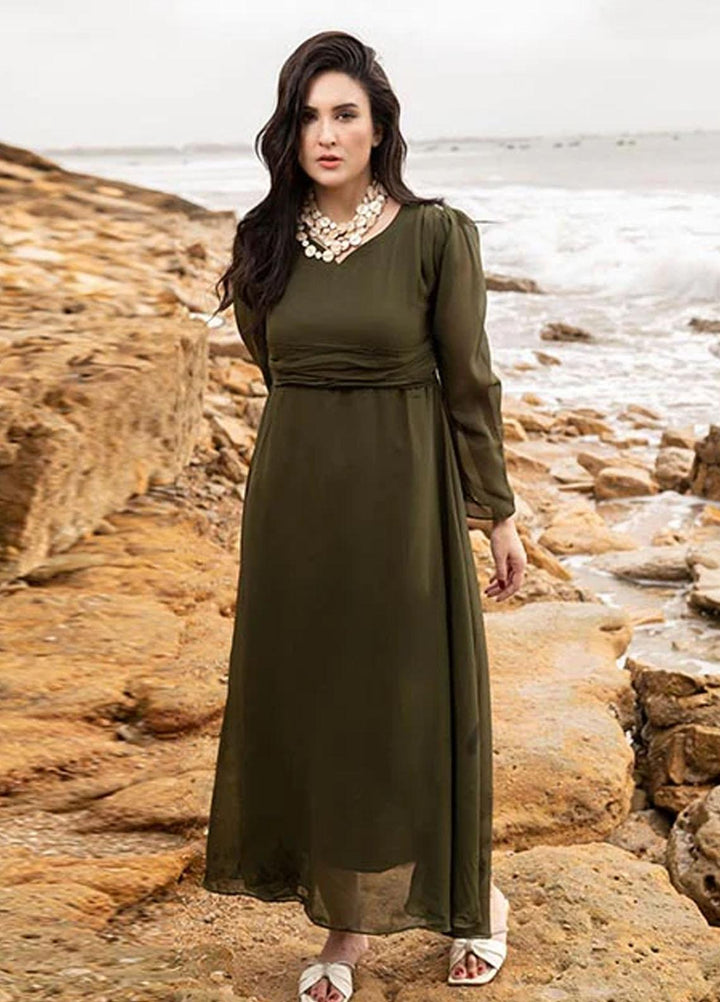 Nazmina Pret Fancy Chiffon Kurti FR-694 Verdigris Dress