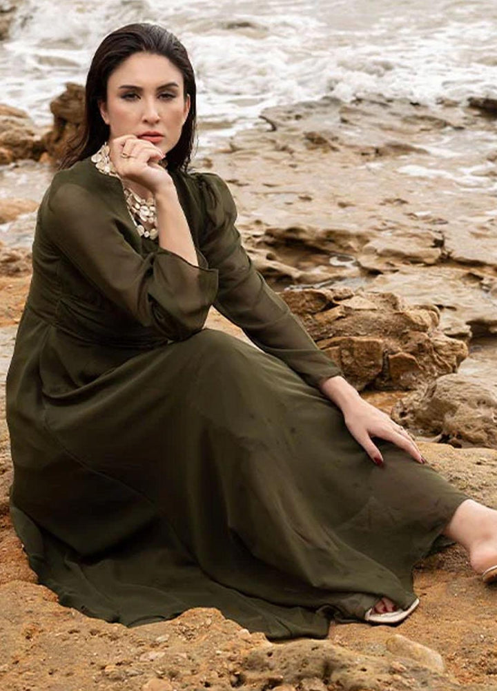 Nazmina Pret Fancy Chiffon Kurti FR-694 Verdigris Dress