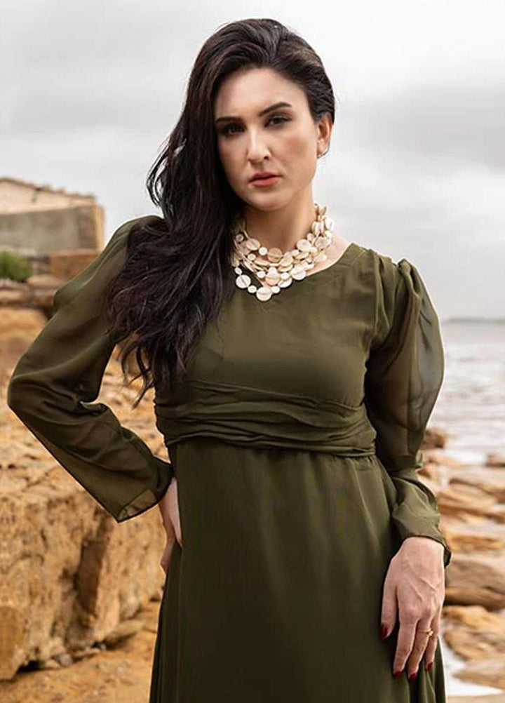 Nazmina Pret Fancy Chiffon Kurti FR-694 Verdigris Dress