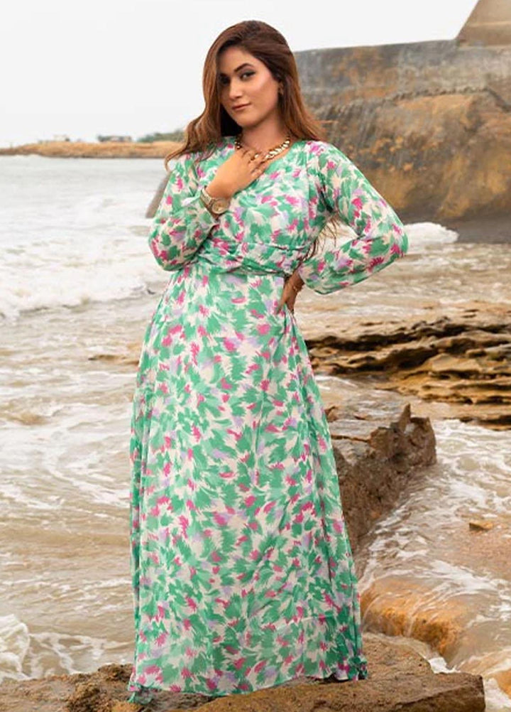Nazmina Pret Fancy Chiffon Kurti FR-705 Sky Loves