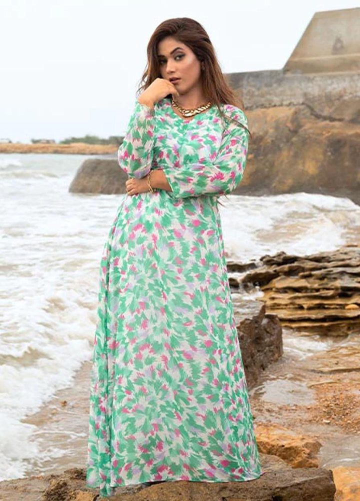 Nazmina Pret Fancy Chiffon Kurti FR-705 Sky Loves