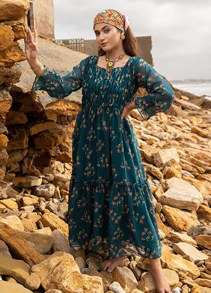 Nazmina Pret Fancy Chiffon Kurti FR-708 Muddled Florals