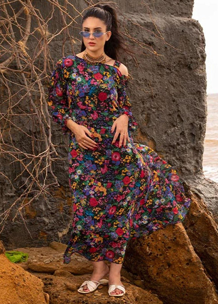 Nazmina Pret Fancy Chiffon Kurti FR-711 Black Rainbow