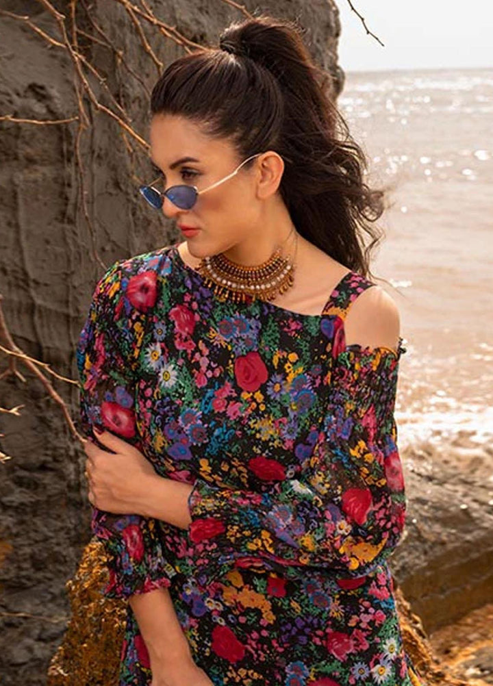 Nazmina Pret Fancy Chiffon Kurti FR-711 Black Rainbow