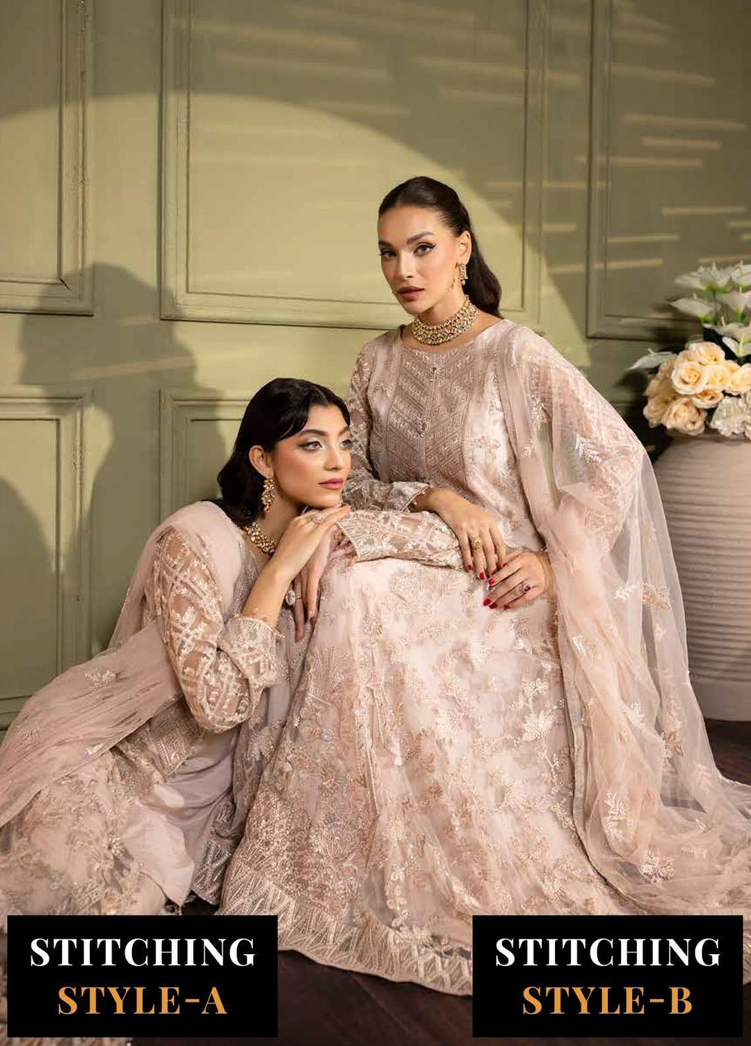 Avalanche By Flossie Embroidered Net Suits Unstitched 3 Piece FS23ACH D-01 Candy Floss - Festive Collection