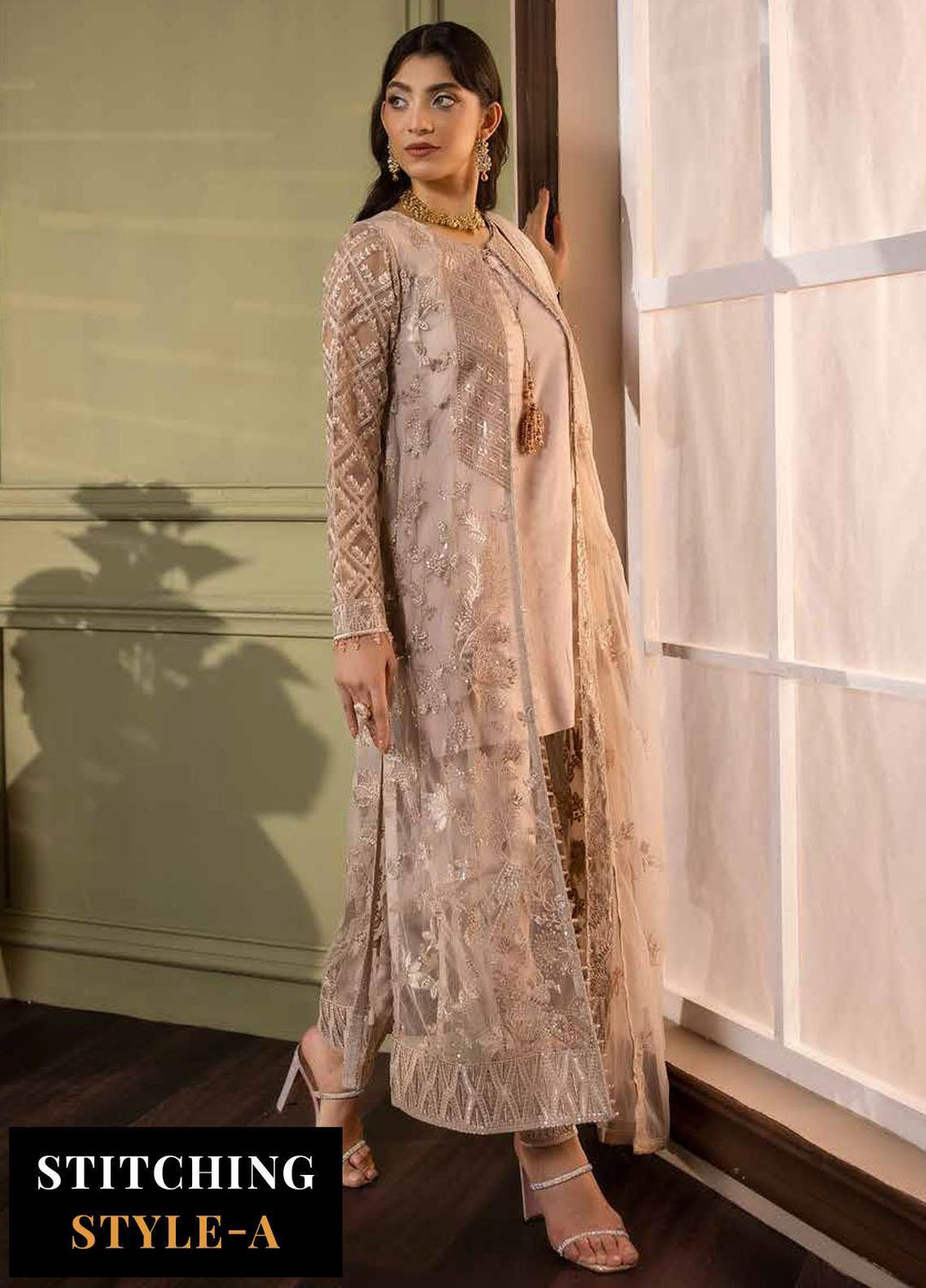 Avalanche By Flossie Embroidered Net Suits Unstitched 3 Piece FS23ACH D-01 Candy Floss - Festive Collection