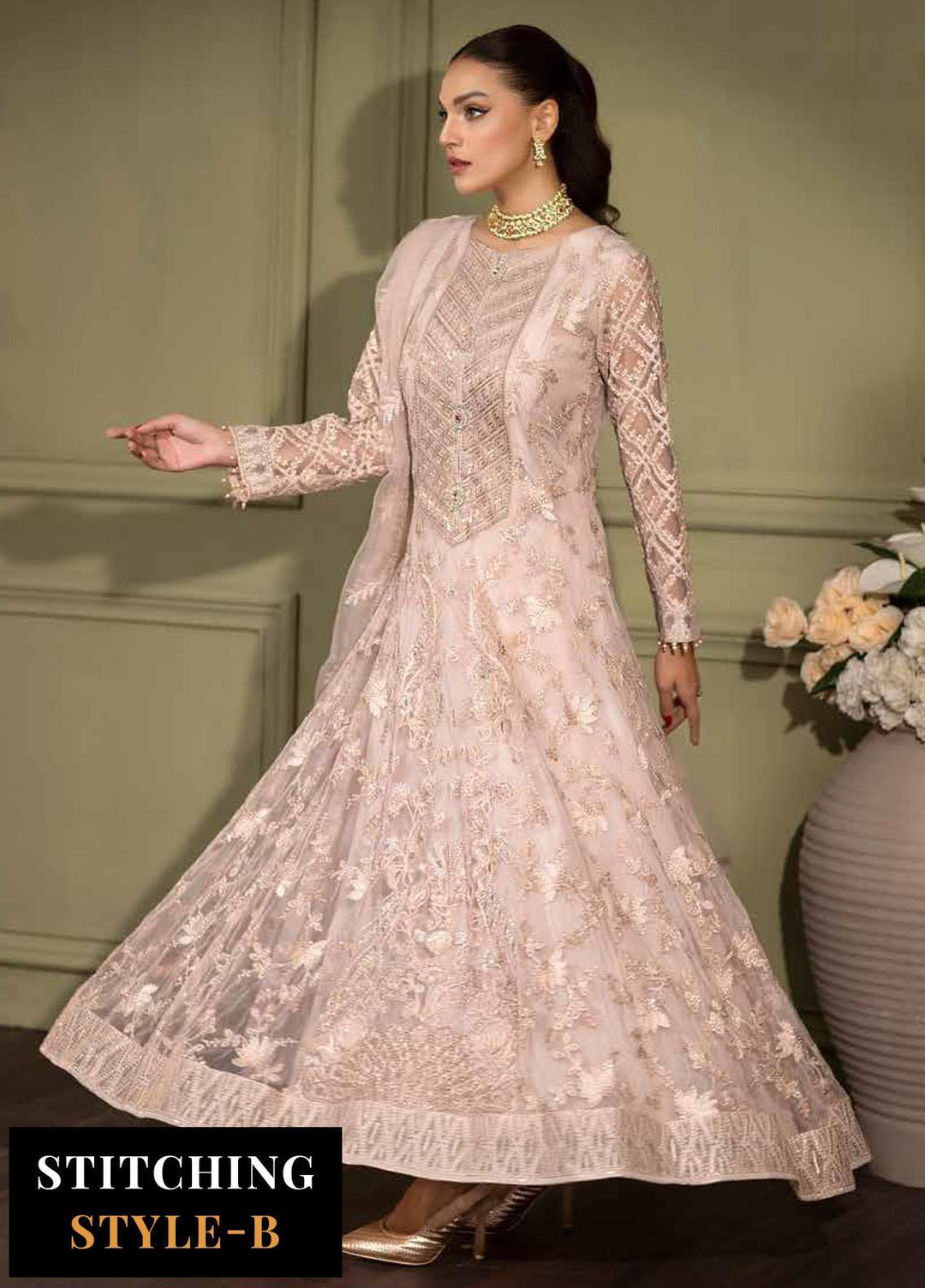 Avalanche By Flossie Embroidered Net Suits Unstitched 3 Piece FS23ACH D-01 Candy Floss - Festive Collection