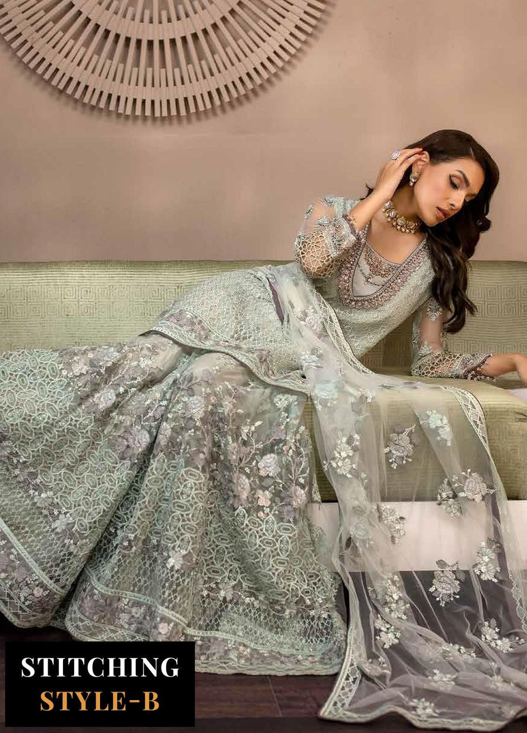 Avalanche By Flossie Embroidered Net Suits Unstitched 3 Piece FS23ACH D-02 Ice Fall - Festive Collection