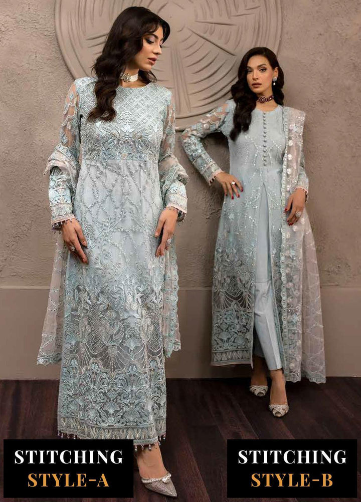 Avalanche By Flossie Embroidered Net Suits Unstitched 3 Piece FS23ACH D-03 Crystalline - Festive Collection